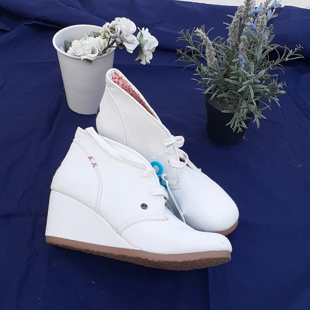 Mad Love White Fabric Booties